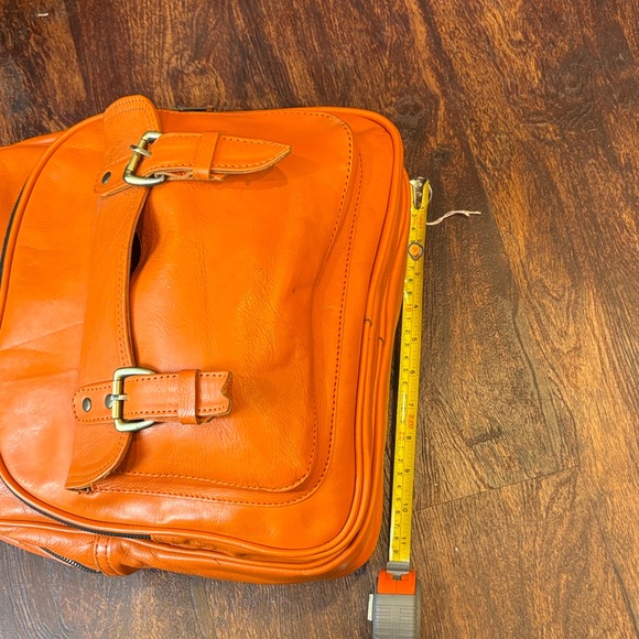Men's Orange Leather Backpack - Sleek Everyday Carry - Picture 12 of 14